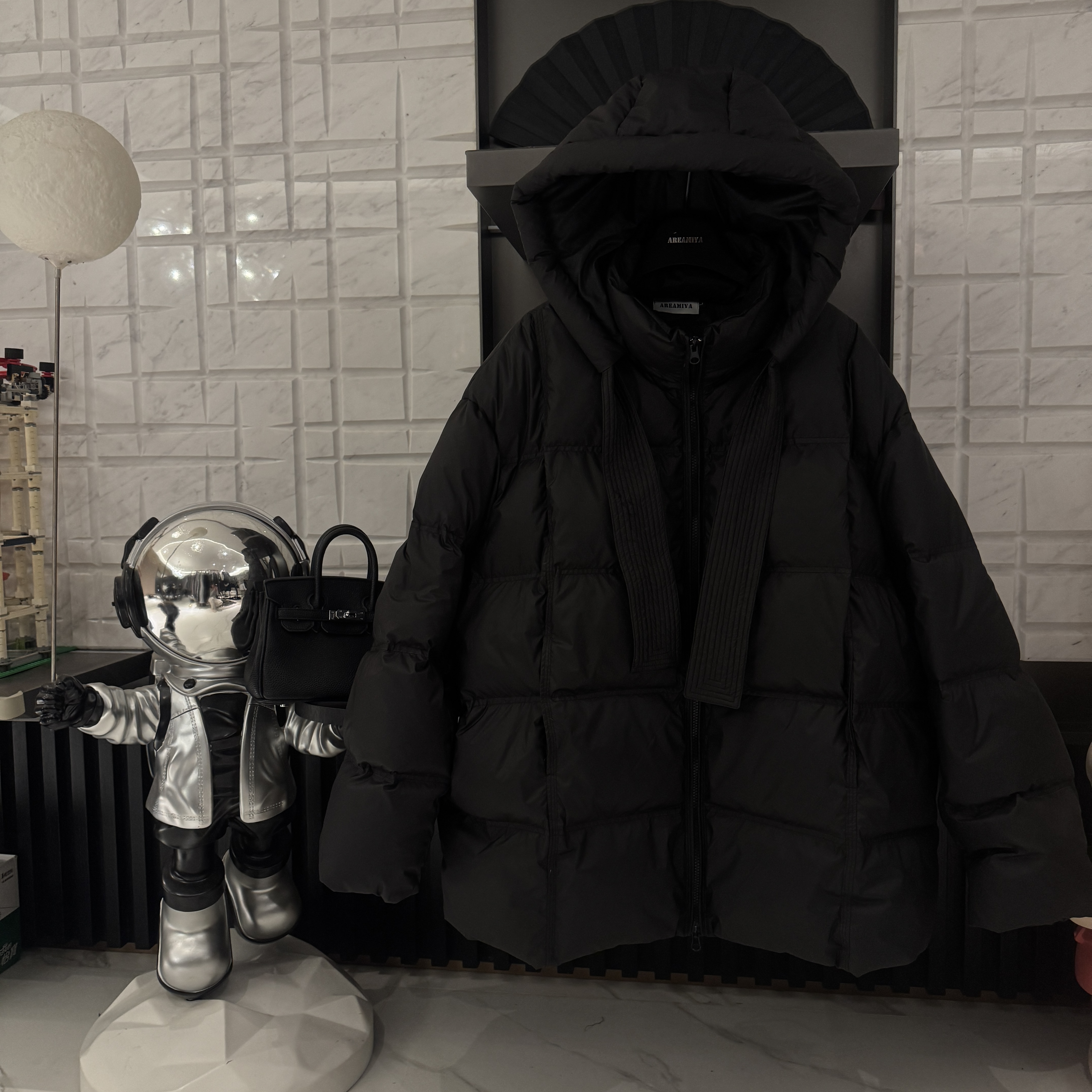 【冬日暖意】女款秋冬保暖连帽飘带设计羽绒服CP603