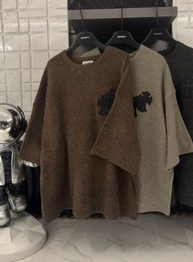 【慵懒学姐】秋季磨毛女款慵懒十字架中袖t恤衣CP607