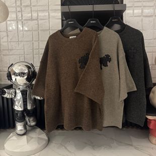 慵懒十字架中袖 磨毛女款 秋季 t恤衣CP607 慵懒学姐