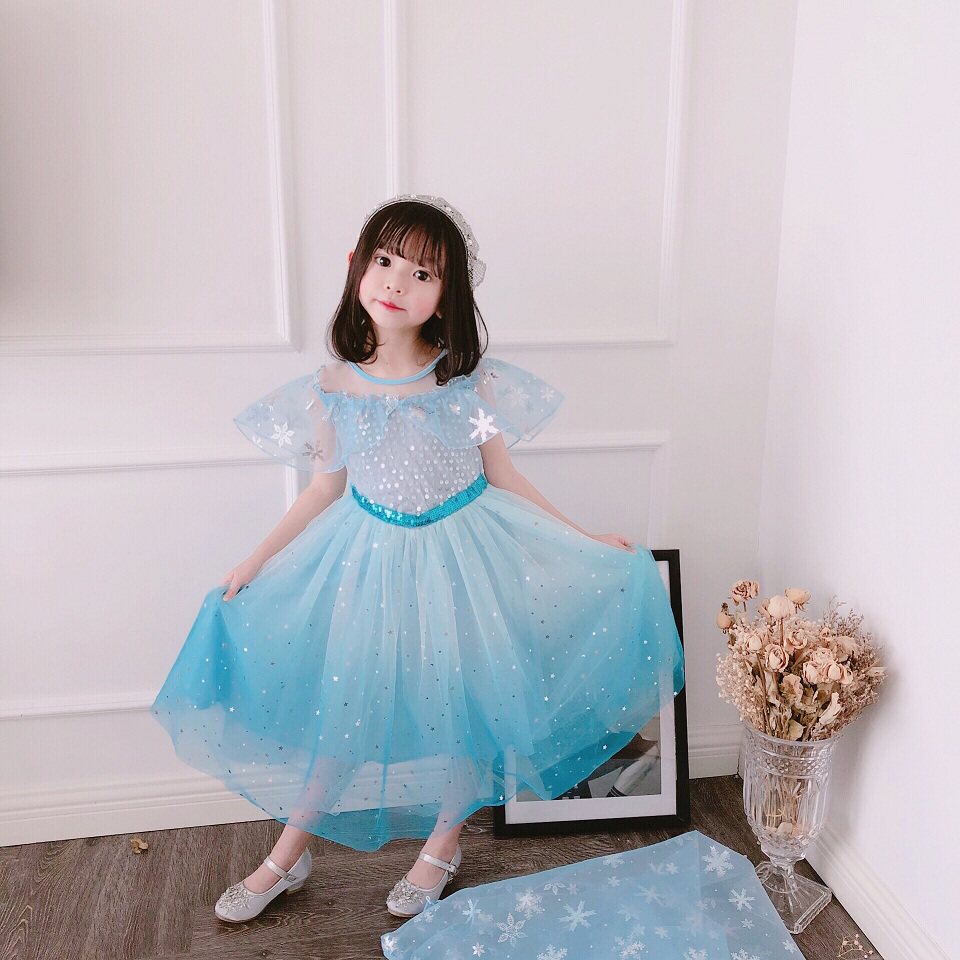 女童艾莎礼服蓬蓬纱公主裙