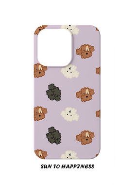 原创紫色卡通贵宾小狗适用苹果17PROMAX菲林手机壳IPHONE16PLUS15PRO14二合一日韩硅胶防摔TPU高级感全包软壳