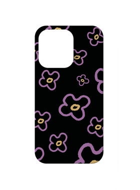 原创个性紫色黑底花花小众适用苹果17PROMAX手机壳菲林iphone16plus软壳14时尚15潮流欧美简约全包二合一
