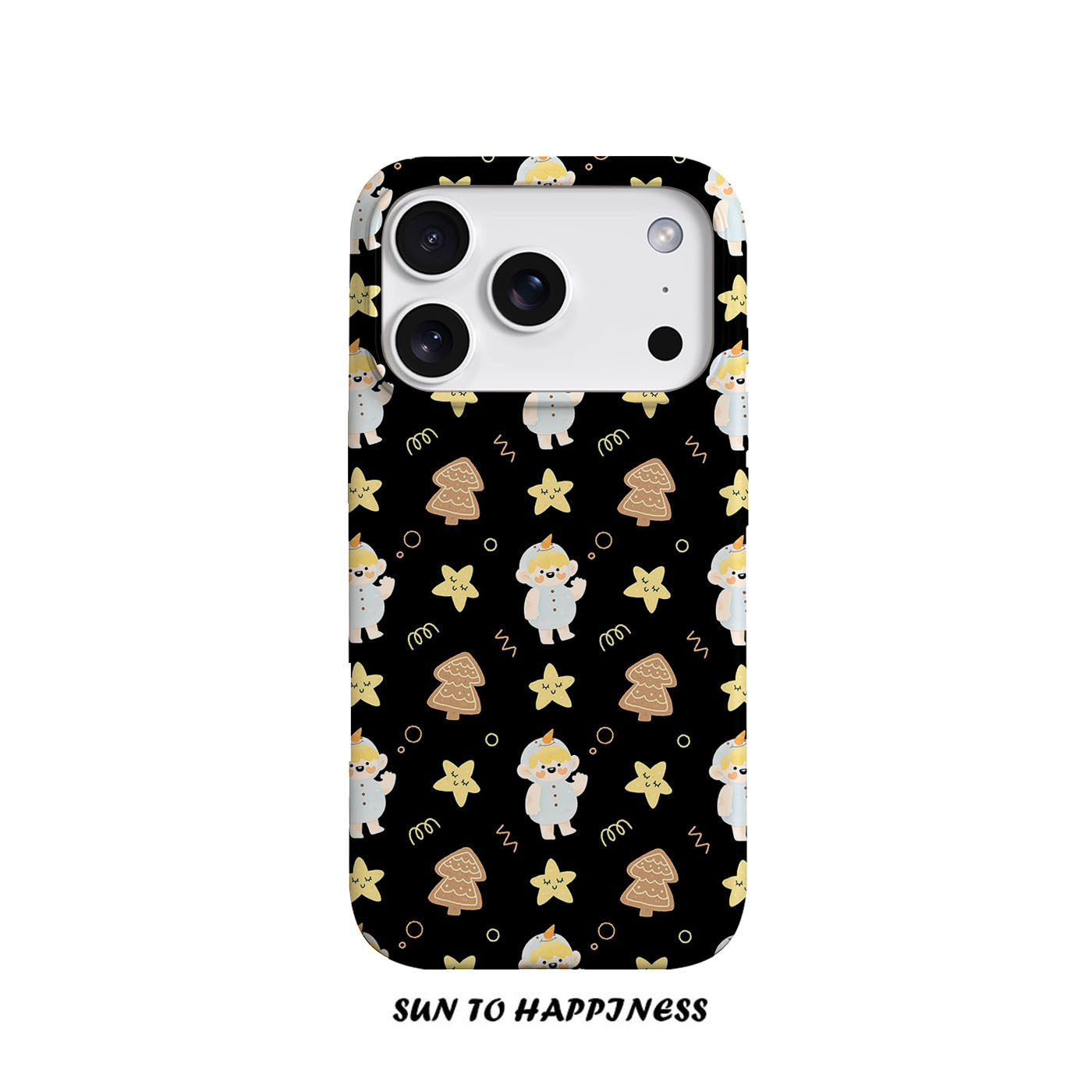原创日韩星星饼干娃适用苹果17PROMAX菲林手机壳iphone16plus软壳15圣诞冬日萌14可爱治愈黑色卡通全包二合一
