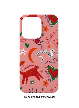 原创波多米亚风小众插画适用苹果17PROMAX菲林软壳IPHONE16PLUS15PRO14二合一硅胶防摔TPU全包边保护个性复古