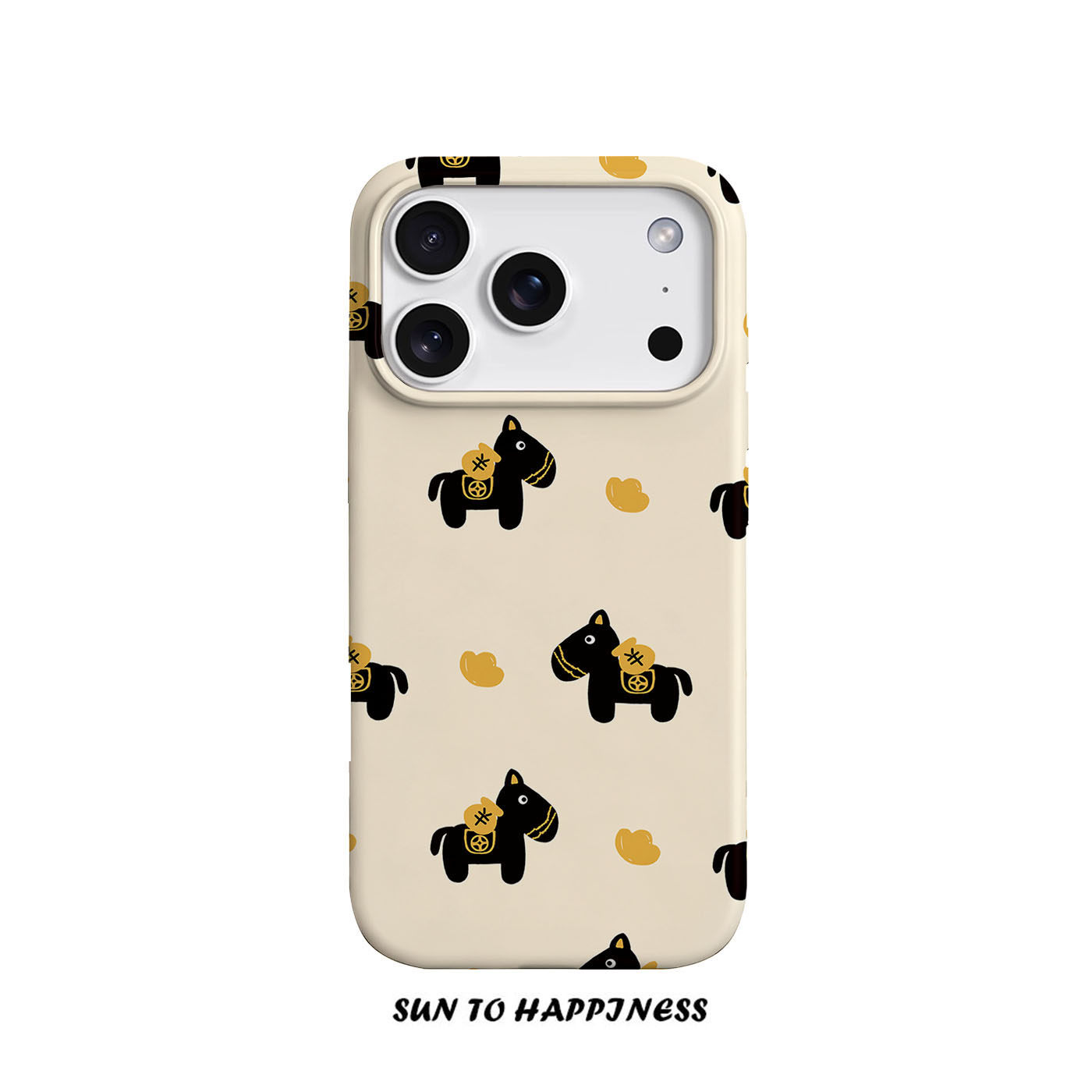 马年限定款简约白马上有钱手机壳