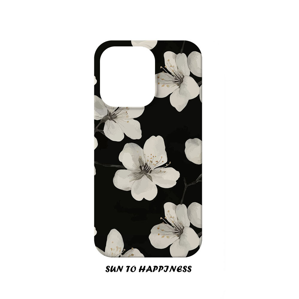 原创高级黑白玉兰花菲林手机壳