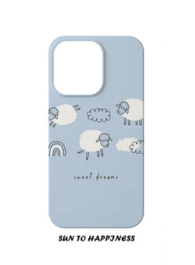 欧美卡通适用苹果17PROMAX手机壳菲林iphone16plus13mini15全包按键小众个性蓝色小羊亮面磨砂简约趣味原创意