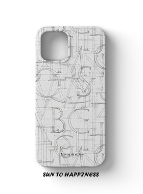 欧美灰色适用苹果13mini14手机壳菲林iphone16Promax15pro文艺小众个性全包边亮面英文灰色磨砂大孔原创意ins