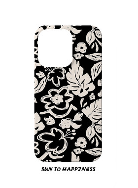 原创设计日韩复古风抽象插画适用苹果17PROMAX菲林手机壳IPHONE16PLUS/15/14黑色小众二合一硅胶防摔全包保护