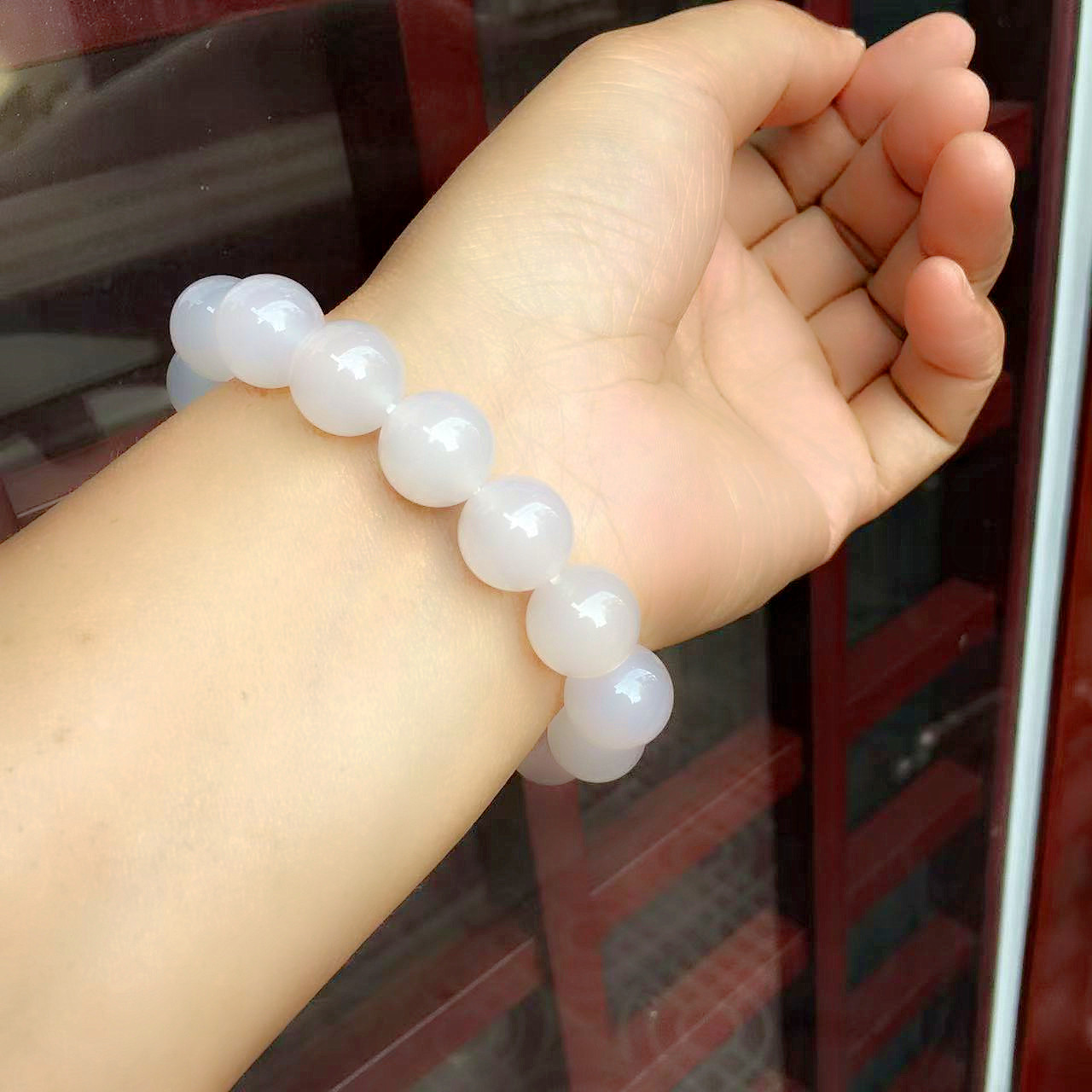 14mm玛瑙手串男女高冰白玉髓手链