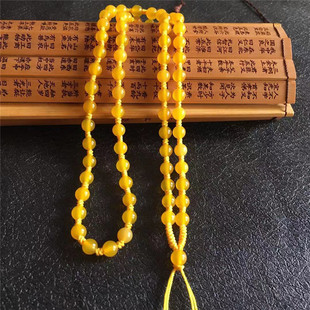 冰种黄玉髓圆珠项链绳黄金蜜蜡水晶黄龙玉挂件配绳男女玛瑙吊坠绳