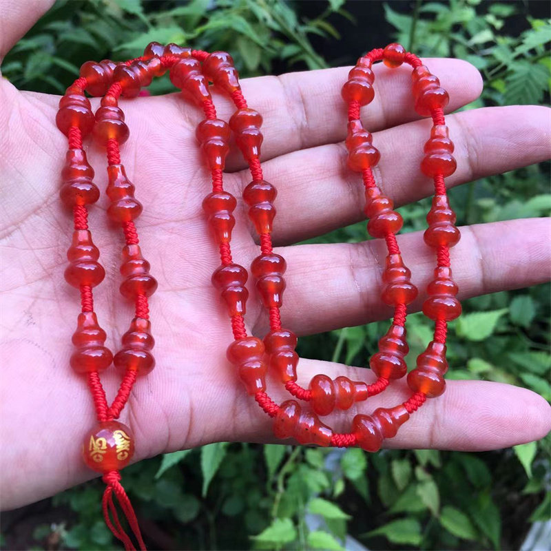 红玛瑙葫芦珠项链绳吊坠挂件配绳