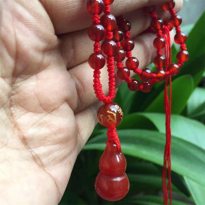 红玛瑙小葫芦吊坠项链女甜美可爱