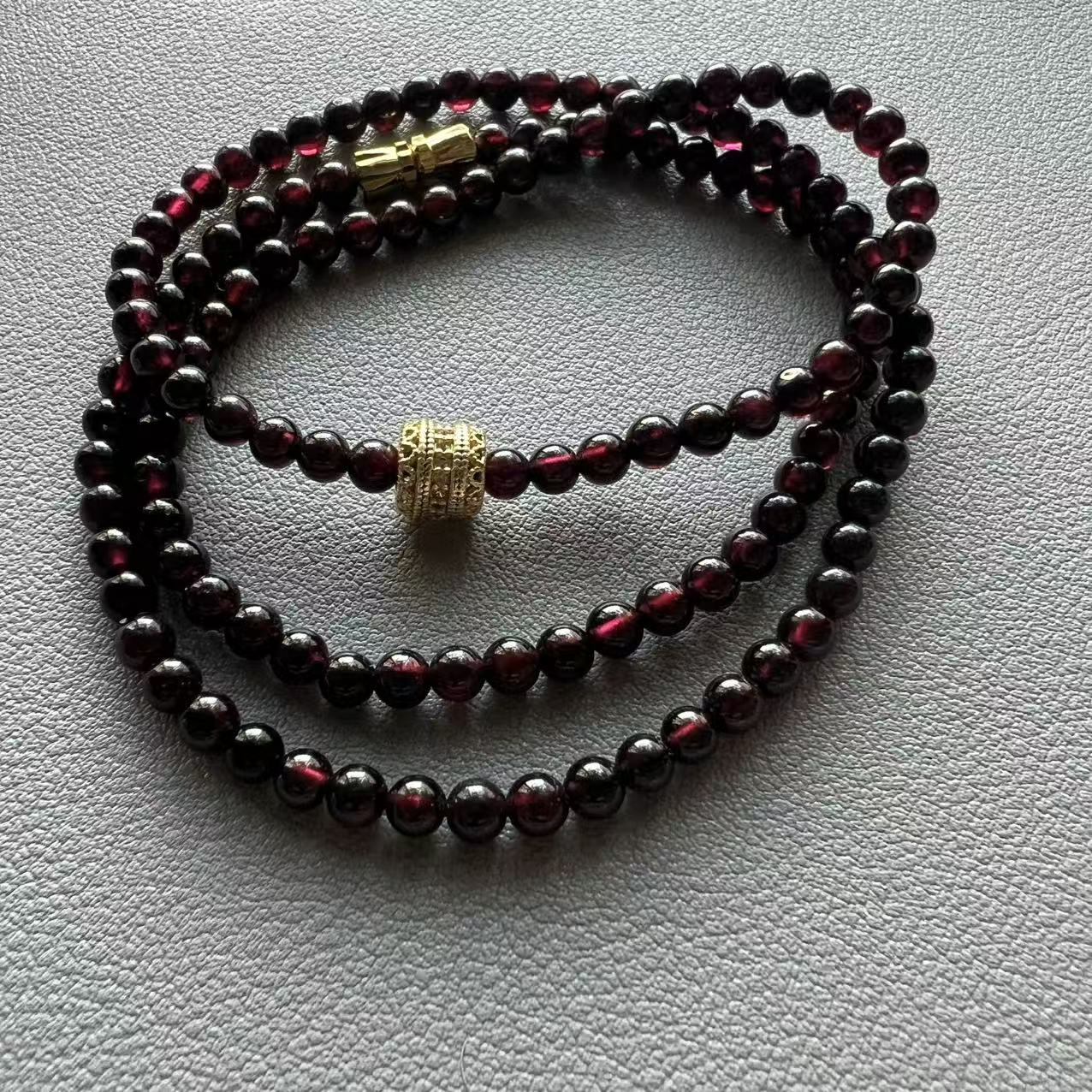 日韩甜美风宝石项链暗红石榴石