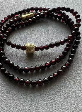 日韩甜美风宝石项链暗红石榴石