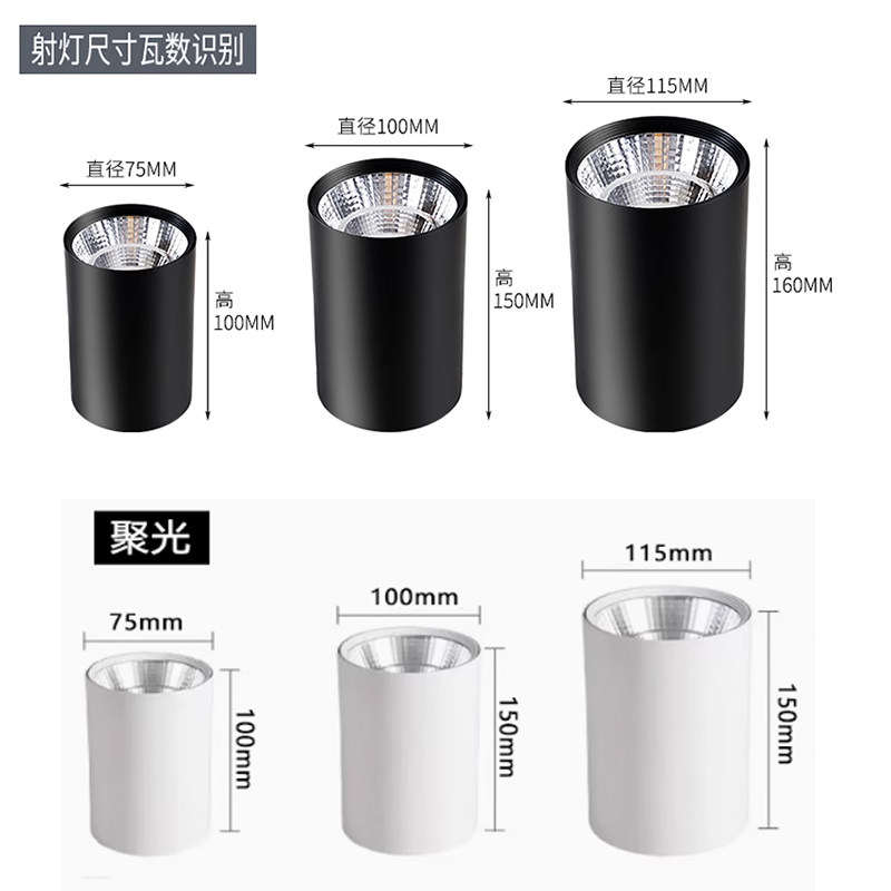 led明装射灯圆形吊线吸顶