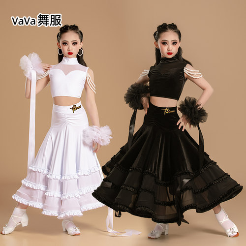 vava舞服摩登舞服大摆裙2026新款比赛演出艺考服女童国标交谊舞服