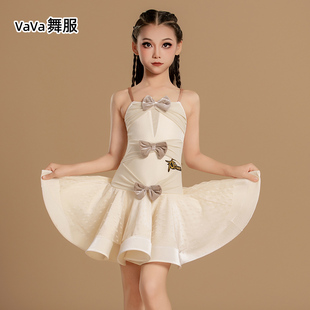 同款舞美拉丁舞服新款练功服蝴蝶结设计吊带裙美背连体训练服女童