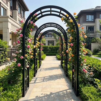 30MM镀锌铁艺拱形花架庭院爬藤架
