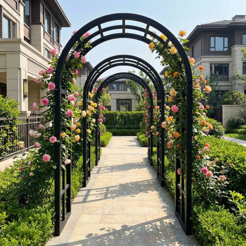 30MM镀锌铁艺拱形花架庭院爬藤架