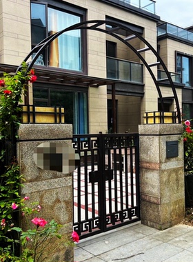 铁艺拱门花架半拱门爬藤架庭院别墅门柱攀爬支架门头爬藤架可定制