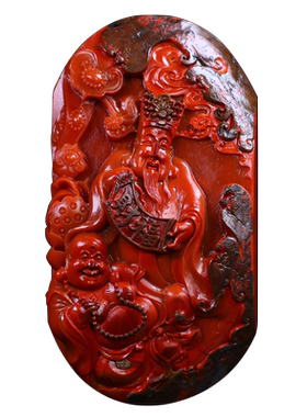 包浆财神爷弥勒佛摆件南红玛瑙