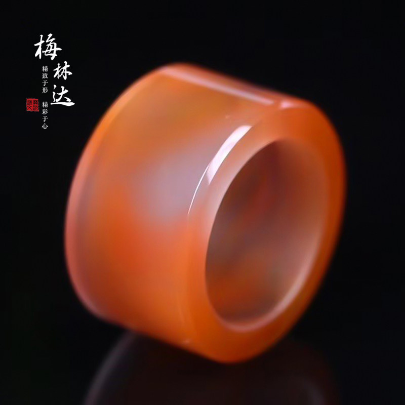 Melinda/梅林达【虞萱】天然南红玛瑙戒指冰飘俏色玉石大扳指男女