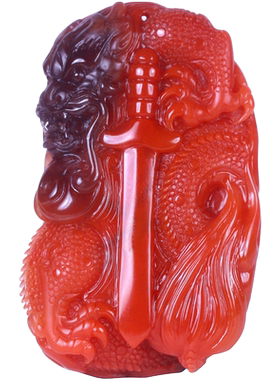 梅林达男女南红玛瑙龙牌吊坠