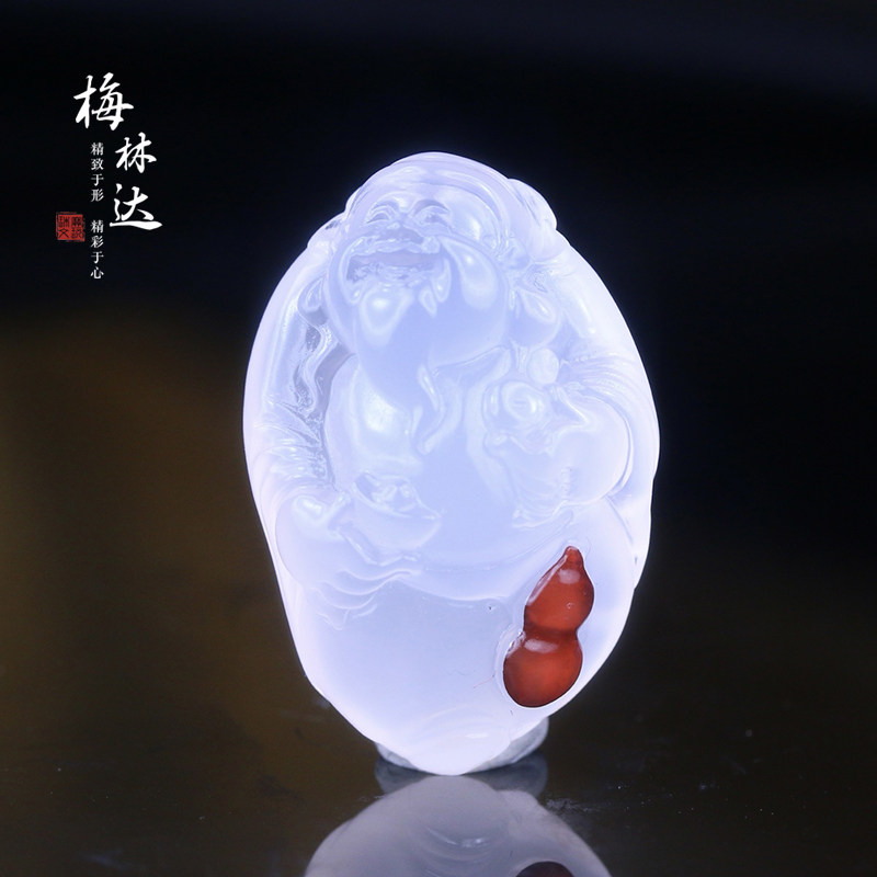 Melinda/梅林达【吉曙】天然南红玛瑙吊坠苏工精雕弥勒佛笑口常开