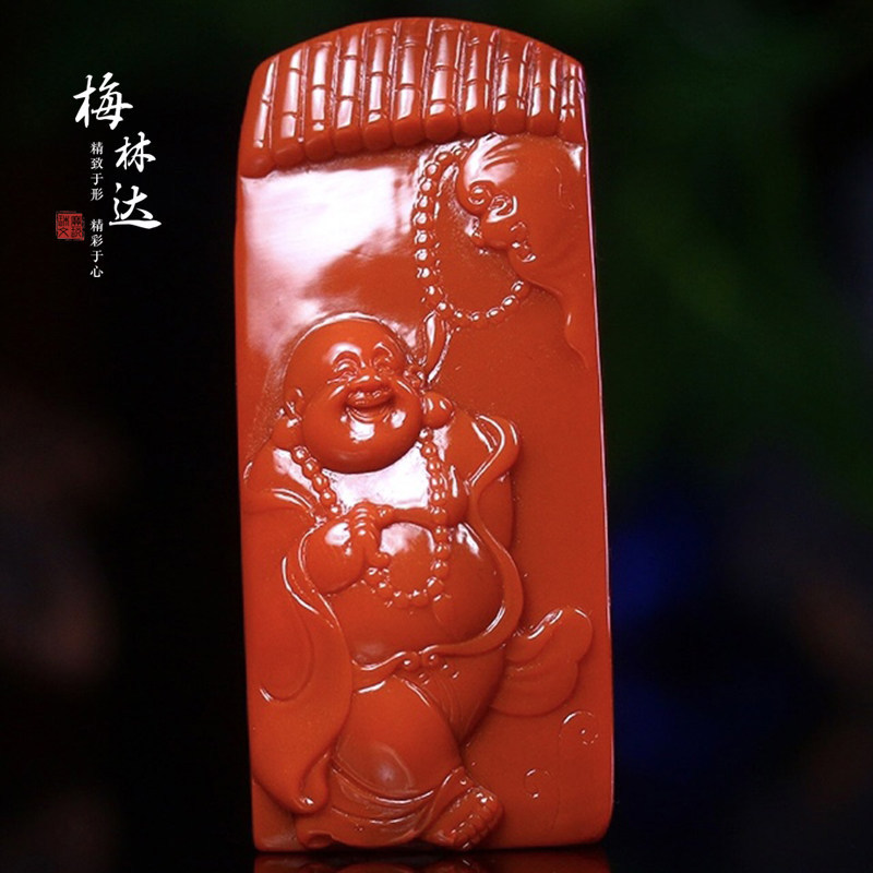 Melinda/梅林达【霄阑】天然南红玛瑙吊坠苏工精雕弥勒佛福到眼前