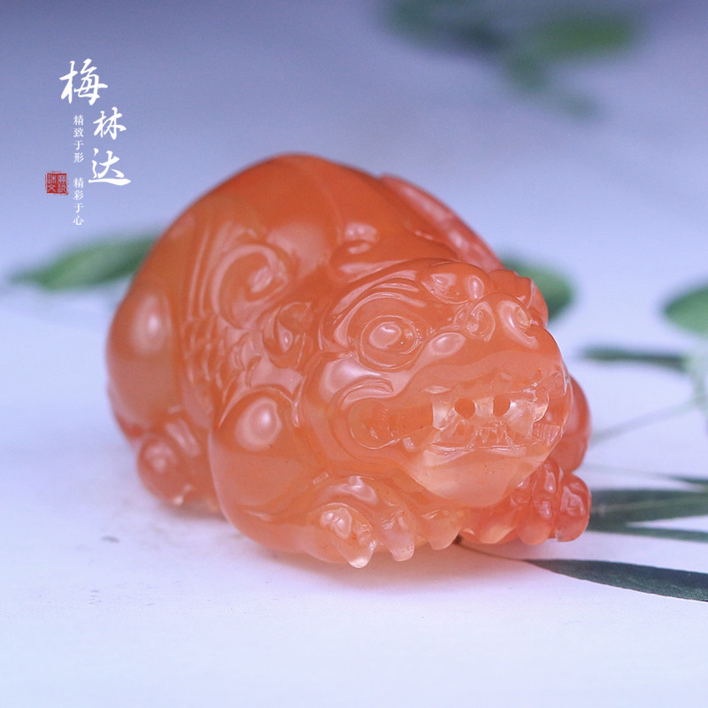 Melinda/梅林达【虬图】天然南红玛瑙吊坠苏工精雕瑞兽貔貅玉挂件