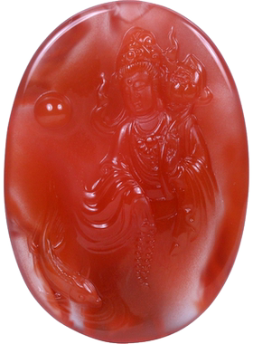 梅林达男女南红玛瑙观音吊坠