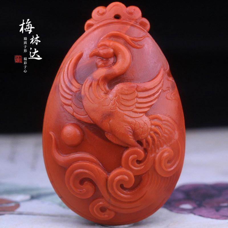 Melinda/梅林达【赤梧】天然南红玛瑙吊坠苏工精雕瑞兽朱雀玉挂件