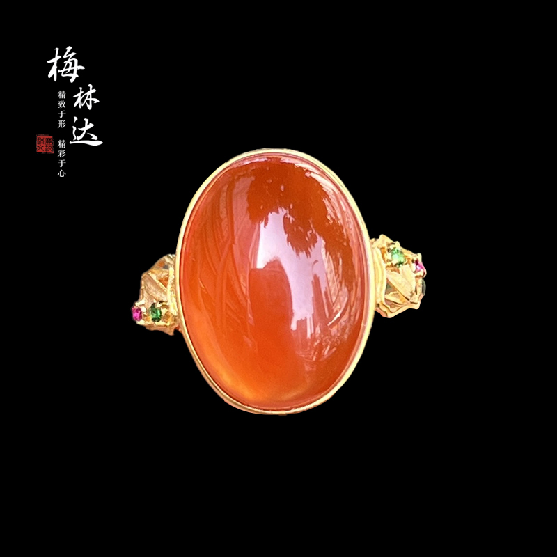 梅林达旗舰店天然南红玛瑙戒指