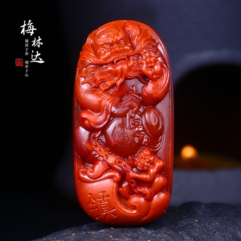 Melinda/梅林达【 慕亭】天然南红玛瑙苏工吊坠钟馗挂件项坠男款