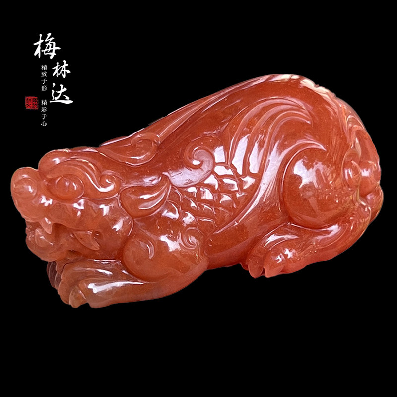 Melinda/梅林达【序睿】天然南红玛瑙吊坠苏工精雕貔貅瑞兽玉坠男