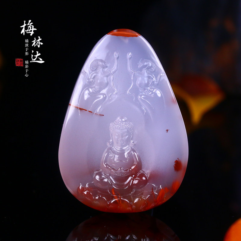 melinda/梅林达【踏尘】南红玛瑙俏色苏工破魔吊坠项坠挂件男吊坠