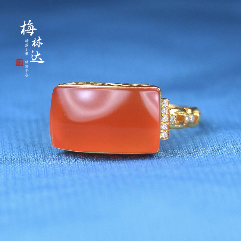 Melinda/梅林达【婉凝】天然南红玛瑙戒指保山冰红马鞍玉石指环女