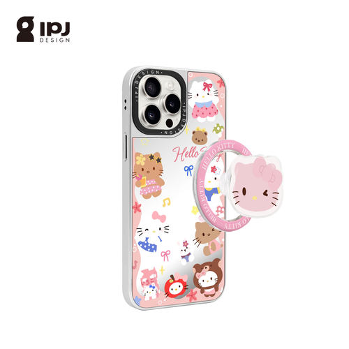 IPJ可爱粉色Hellokitty猫电镀银磁吸支架手机壳17适用苹果15promax手机壳iphone16Plus13日韩12防摔14卡通ins