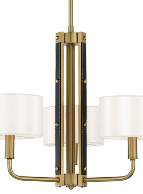 北欧个性黑色皮革条布艺多头创意吊灯餐厅客厅民宿酒店软装别墅灯