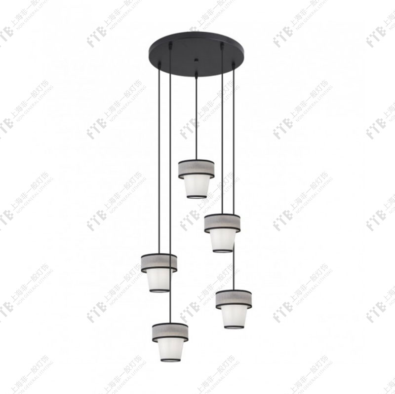 22年新款个性时尚大气灰白布艺设计师餐厅吊灯卧室客厅展厅别墅灯