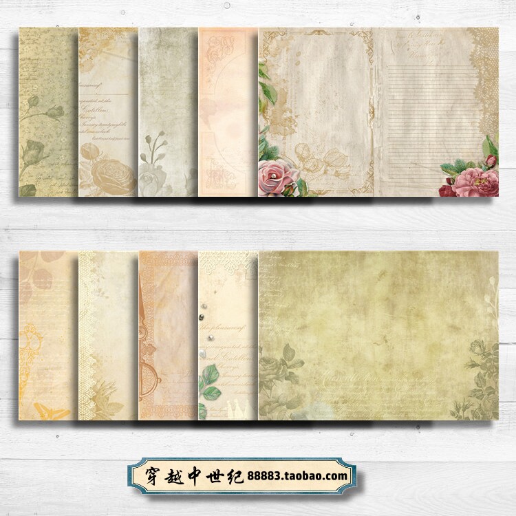 tj282-4 复古 玫瑰花园  内页  a5手账纸本 素材包junk journal