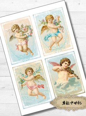 CA167 天使 复古文艺书签明信片维多利亚手账纸贴Junk journal