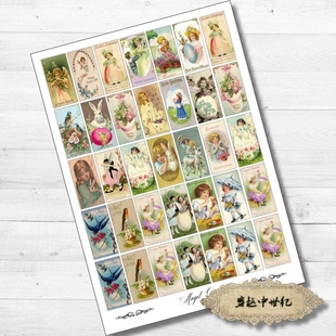 Junk TZ18 手账贴纸 复古文艺维多利亚 journal 复活节小女孩