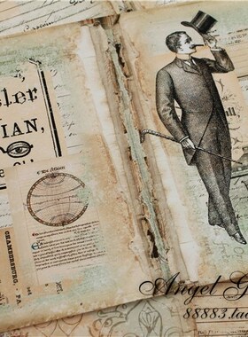 TJ35-1 蒸汽朋克 工业先驱 复古  A5手账本 素材包 Junk journal