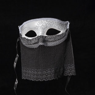 万圣节舞会派对面具复古爵士蒙面纱仿古半脸直播唱歌装饰男女面罩