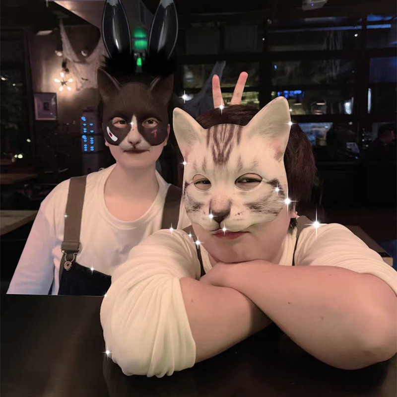 仿真立体猫脸面具狸花美短蓝猫装扮道具派对假面动物儿童演出脸谱