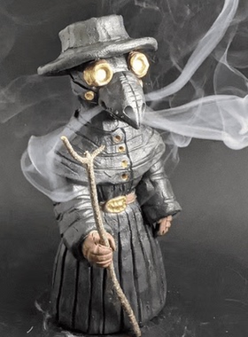 中世纪瘟疫医生桌面摆件哥特暗黑密室剧本杀装饰道具香薰香炉乌鸦