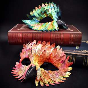 仿真羽毛面具精致动物鸟嘴面罩化妆舞会派对古风汉服孔雀舞配饰品