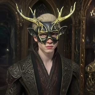 化妆舞会面具半脸高颜值黑金麋鹿面罩舞台演出话剧动物小鹿脸谱
